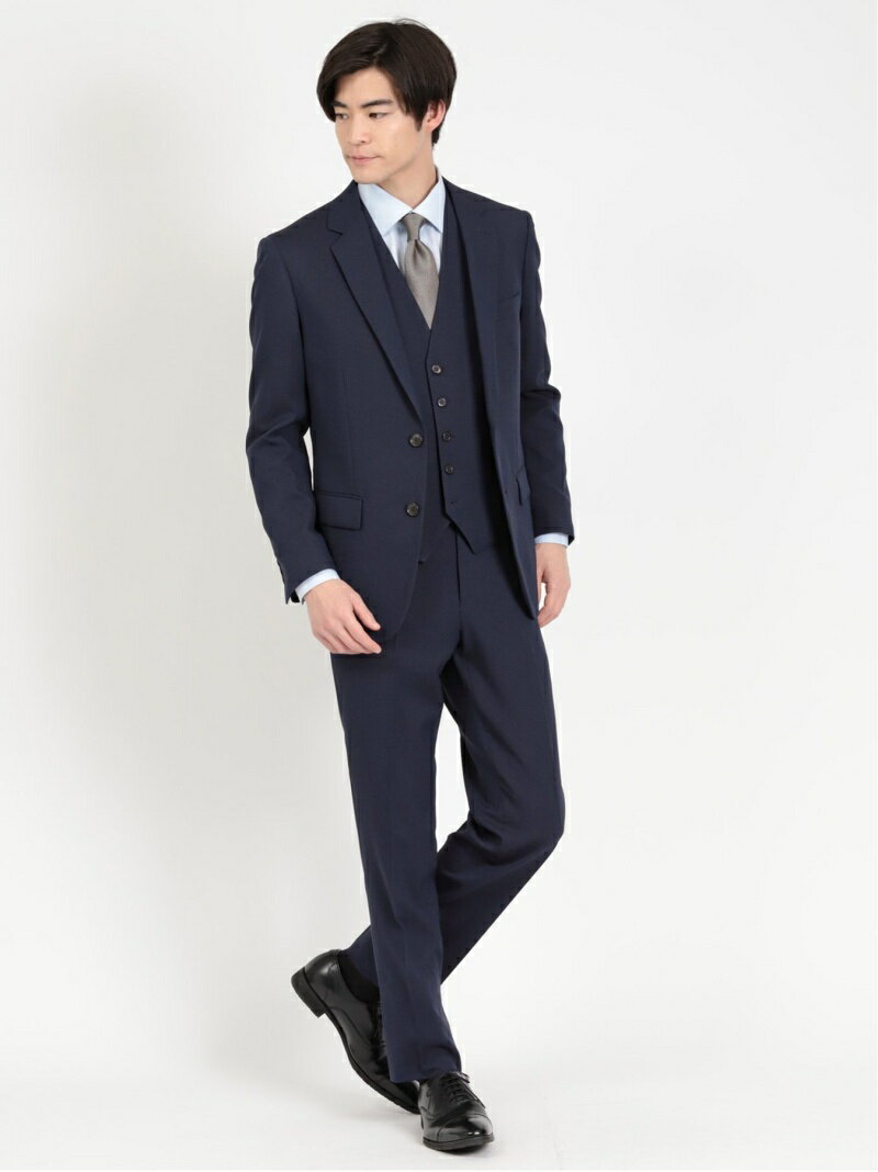 【SALE/28%OFF】TAKA-Q ストレッチウォッシャブル スリムフィット 2ボタン3ピーススーツ 組織紺 タカキュー スーツ・フォーマル セットアップスーツ ネイビー【RBA_E】【送料無料】