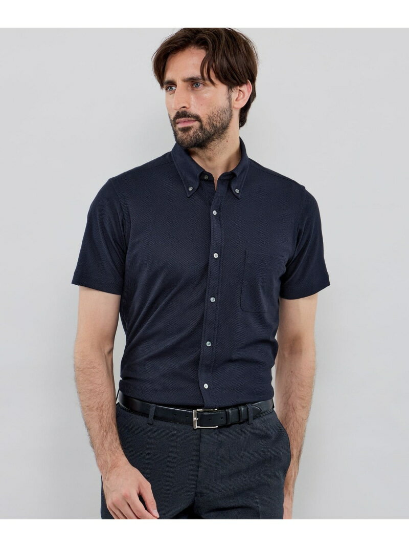 MACKINTOSH LONDON 【FLEX JERSEY】ハニカムメッシュジャージー半袖シャツ マッキントッシュ ロンドン トップス シャツ・ブラウス ネイビー ホワイト【送料無料】