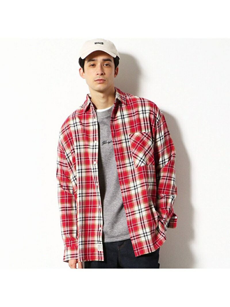 【SALE／90%OFF】Purple&Yellow ビッグシルエット チェックシャツ コムサイズム トップス シャツ・ブラウス レッド ネイビー【RBA_E】のサムネイル