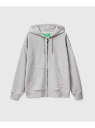 【SALE／64%OFF】BENETTON (UNITED COLORS OF BENETTON.) (M)ロゴマーク付きジップアップスウェットパーカー ベネトン(ユナイテッド カラーズ オブ ベネトン) トップス パーカー・フーディー グレー【RBA_E】