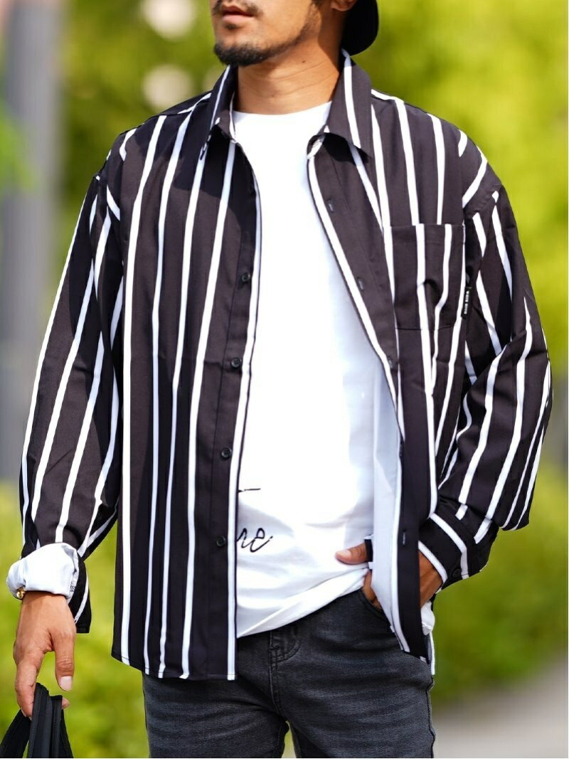 WHIM ROTH WhimROTH/(M)Loose Stripe L/SH アダムスジャグラー トップス シャツ・ブラウス ホワイト ブ..