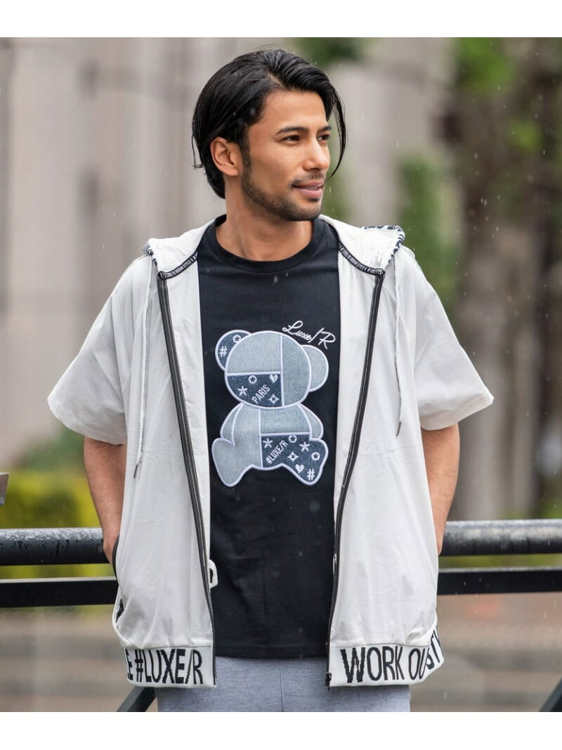 SB select LUXE/R ストレッチ布帛半袖ZIPパーカー シルバーバレット トップス パーカー・フーディー ベージュ カーキグリーン ブラック ホワイト【送料無料】