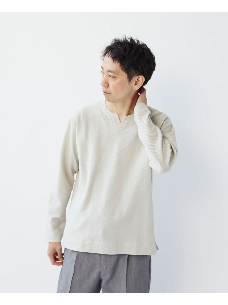 【SALE／60%OFF】MEN'S MELROSE シルケットリンクスキーネックロングスリーブTシャツ メンズメルローズ トップス カットソー・Tシャツ ブラウン グレー ブラック【RBA_E】【送料無料】