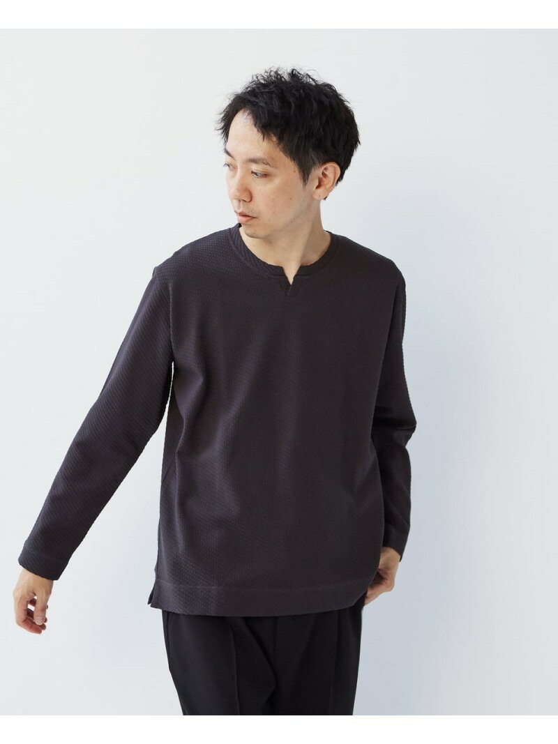 【SALE／60%OFF】MEN'S MELROSE シルケットリンクスキーネックロングスリーブTシャツ メンズメルローズ トップス カットソー・Tシャツ ブラウン グレー ブラック【RBA_E】【送料無料】