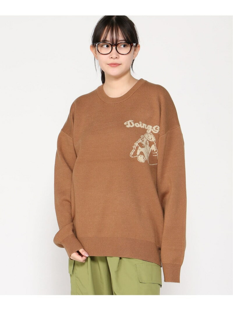 gym master gym master/(U)ジャガードニット Doing Good クルーネック ジムマスター トップス ニット グレー ブラック ブラウン【送料無料】