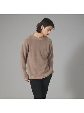 ABAHOUSE LASTWORD 畦編みフェードカラー コットン プルオーバー クルーネックニット アバハウス ニット 長袖ニット ブルー ピンク グレー【送料無料】