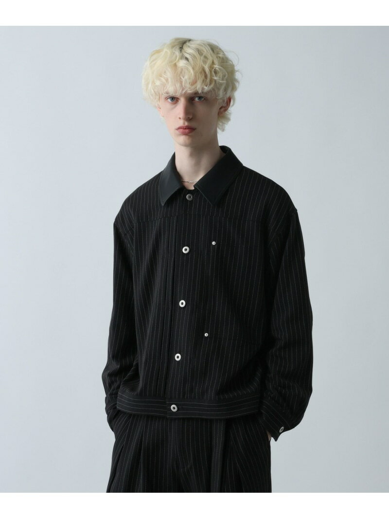 HARE ダブルウィーブストライプトラッカージャケット ハレ ジャケット・アウター テーラードジャケット・ブレザー グレー ブラック【送料無料】