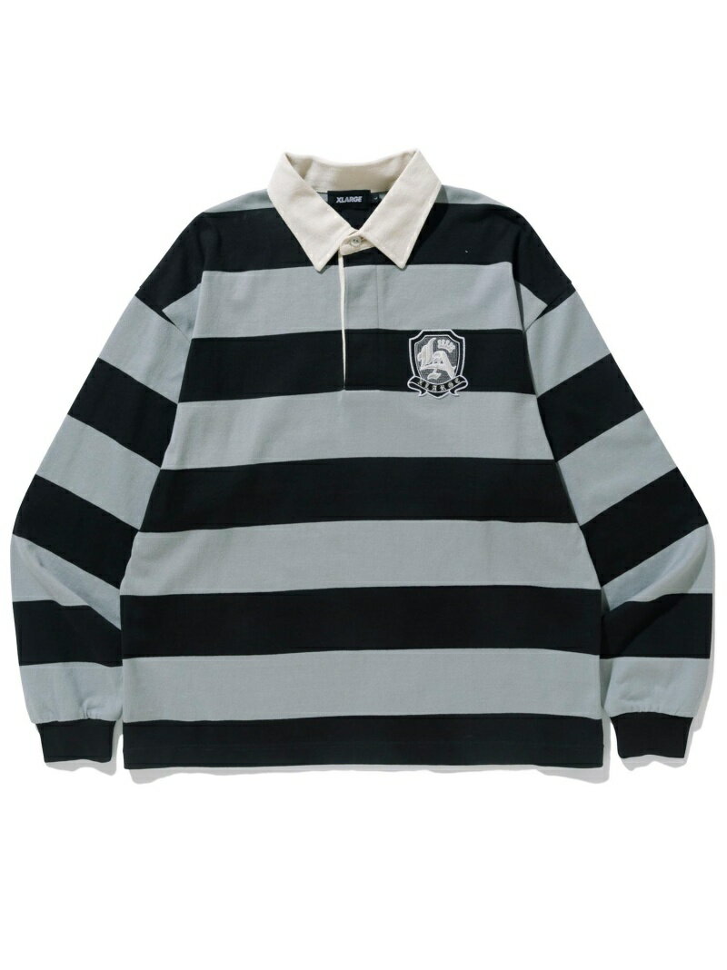 【SALE／40%OFF】XLARGE EMBLEM STRIPED RUGBY SHIRT ポロシャツ XLARGE エクストララージ トップス ポロシャツ ブラック グリーン ネイビー【RBA_E】【送料無料】