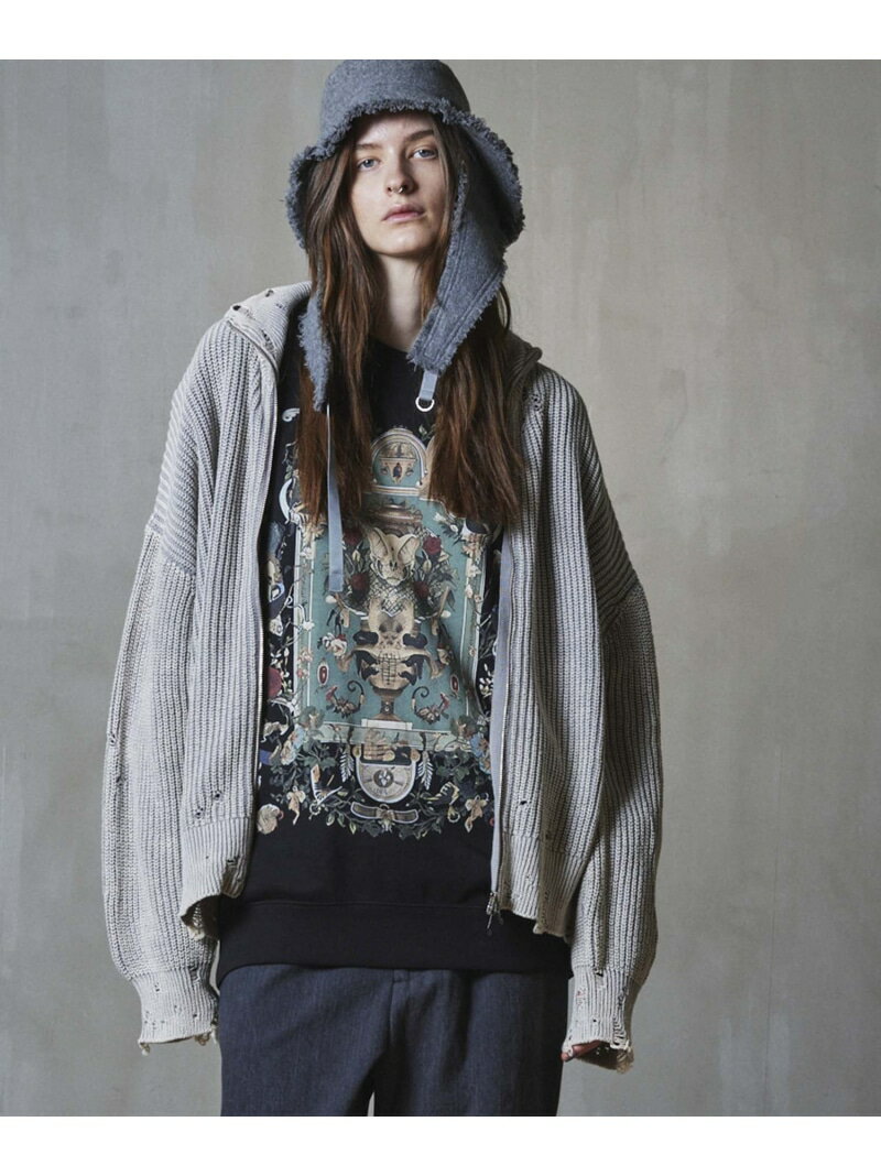 MAISON SPECIAL Snow Wash Damaged Prime-Over Drivers Knit ᥾󥹥ڥ ȥåץ ˥å ֥å ֥롼 ꡼̵