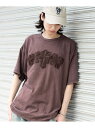 WEGO MEN'S スノーウォッシュダメージアップリケT(SS) ウィゴー トップス カットソー・Tシャツ ブラック ピンク ブラウン