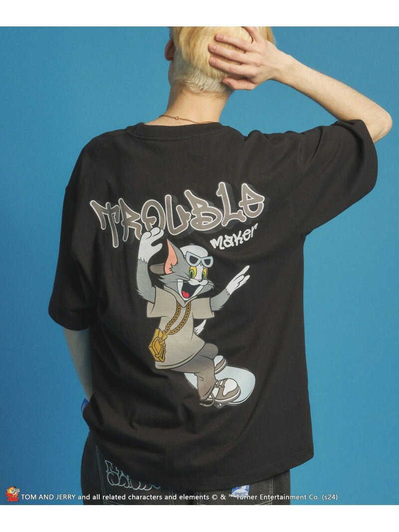 B ONE SOUL 【SEQUENZ(シークエンズ)】TJ 90s SK8 S/S TEE / TOM and JERRY トムジェリ Tシャツ グラフィティ プリント 半袖 ナバル トップス カットソー・Tシャツ ブラック ホワイト イエロー ブルー【送料無料】