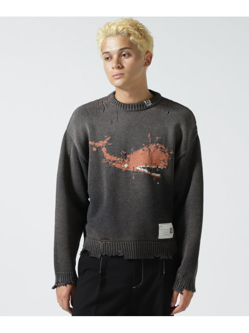ROYAL FLASH Maison MIHARAYASUHIRO/メゾン ミハラヤスヒロ/WHALE JACQUARD KNIT PULLOVER ロイヤルフラッシュ トップス ニット ブルー ブラック【送料無料】のサムネイル