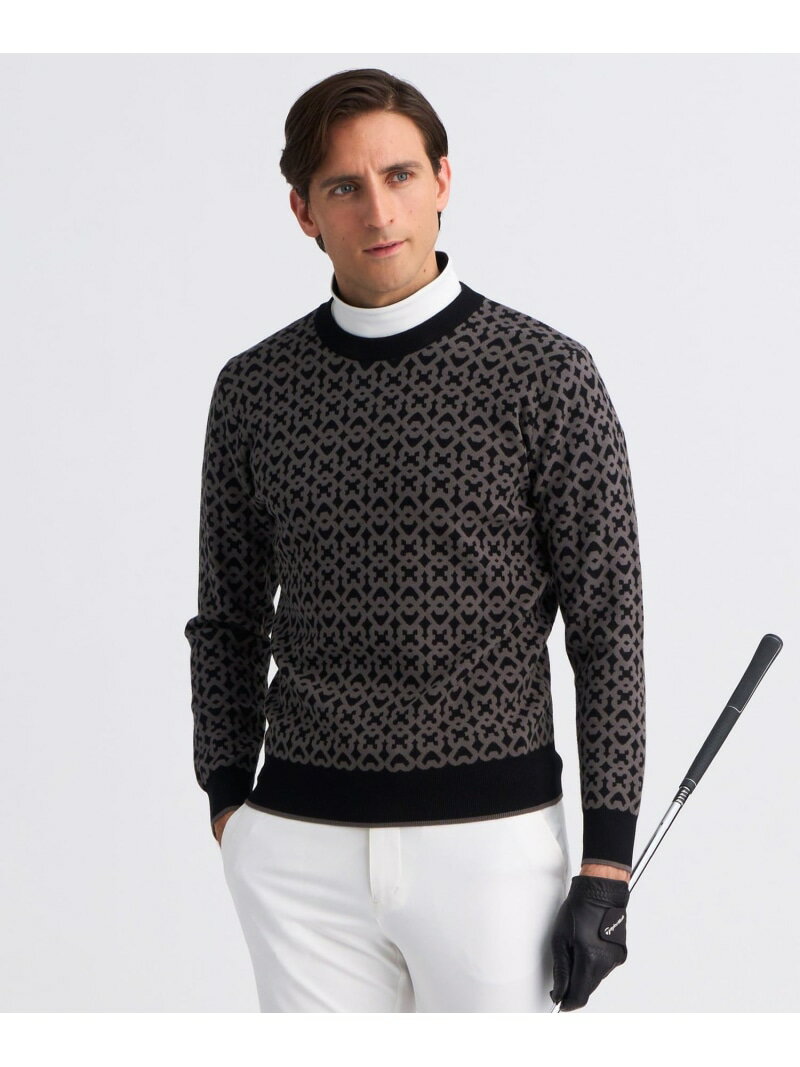 23区GOLF 【MEN】モノグラムジャガードニット ニジュウサンクゴルフ トップス ニット ホワイト ブラック【送料無料】