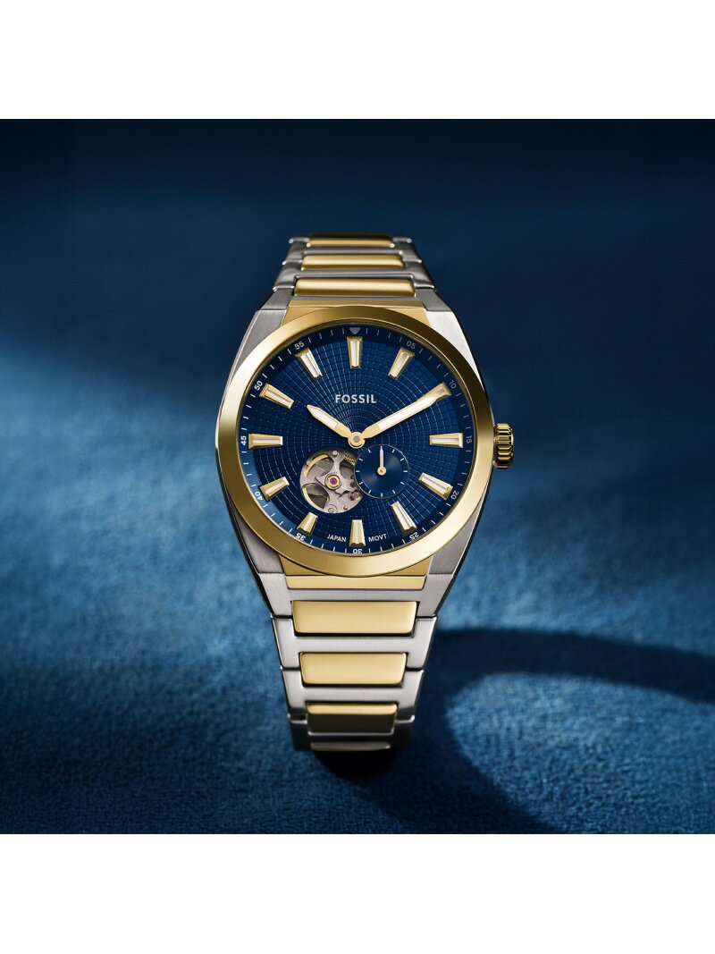 【予約商品について】 ※「先行予約販売中」「予約販売中」をご注文の際は予約商品についてをご確認ください。■重要なお知らせ※ 当店では、ギフト配送サービス及びラッピングサービスを行っておりません。ラッピング・ギフト配送について同時に複数の商品を注文された場合メーカー希望小売価格についてご利用ガイドFOSSIL（フォッシル）フォッシル 腕時計 メンズ アナログ ステンレス ME3275エフォートレスなスタイルが魅力のEVERETTオートマティック。ゴールドトーンとステンレススチールのツートーンがスポーティなこのウォッチは、カジュアルなクールさと上品で洗練されたバランスを保っています。42mm径のステンレススチール製ラウンドケースにブルーのオープンハートサンレイダイヤルを組み合わせ、モダンな印象に仕上げました。ダイヤルとディスプレイケースバックから見える自動巻きムーブメントを搭載。バッテリーなしで時を刻むこのウォッチは、そのデザインを通して複雑なメカニズムを際立たせています。アクティブなライフスタイルに対応するアイコニックなアクセサリーです。コレクション名：Everettケースサイズ：42MMラグ幅：18MM防水：5気圧ムーブメント：自動巻き表示：アナログ輸入:正規品保証：2年間【FOSSILについて】FOSSIL（フォッシル）は、創造性と独創性にインスパイアされた世界有数のライフスタイルアクセサリーブランドです。時代を超えて愛されるレザーグッズ、ジュエリー、ウォッチを創造しています。すべての活動において、私たちはMakeTimeForGood（善き時を創る）ことに努め、人々や地域社会にポジティブな変化をもたらすよう取り組んでいます。・時計はFOSSILならではのデザインが魅力的なティン缶に入れてお届けします。・ティン缶のデザインは届いてからのお楽しみとなっております。・ティン缶の外装のデザインは画像と異なる場合がございます。※パッケージは実際の画像と異なる場合がございます。※外箱には、輸送時にキズや凹みが生じる場合がございます。あらかじめご了承ください。※ご利用のモニター環境や照明の影響により、実際の商品と色味が異なって見える場合がございます。※納品書は保証書の代わりとなりますので、大切に保管していただきますようお願いいたします。※商品タグに記載している価格につきまして、旧価格のものが混在している場合がございます。それにより、商品に表示されている価格と異なるタグが付いている場合がございますが、正しい販売価格はご注文時に画面に表示された価格となります。ご了承下さいますよう、お願い申し上げます。型番：ME3275-0-0 QN4233【採寸】サイズ：Free, ケース横：42 MM , ケース厚：12.8 MM, バンド幅 : 18 MMアジャスト : 205+/- 5MM商品のサイズについて【商品詳細】中国素材：風防素材：ミネラルケース素材：ステンレススチールバンド素材：ステンレススチールサイズ：FREE※画面上と実物では多少色具合が異なって見える場合もございます。ご了承ください。商品のカラーについて