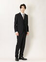 【SALE/20%OFF】m.f.editorial 光沢ウール混 スリムフィット 2ボタン3ピーススーツ シャドーチェック黒 タカキュー スーツ・フォーマル ...
