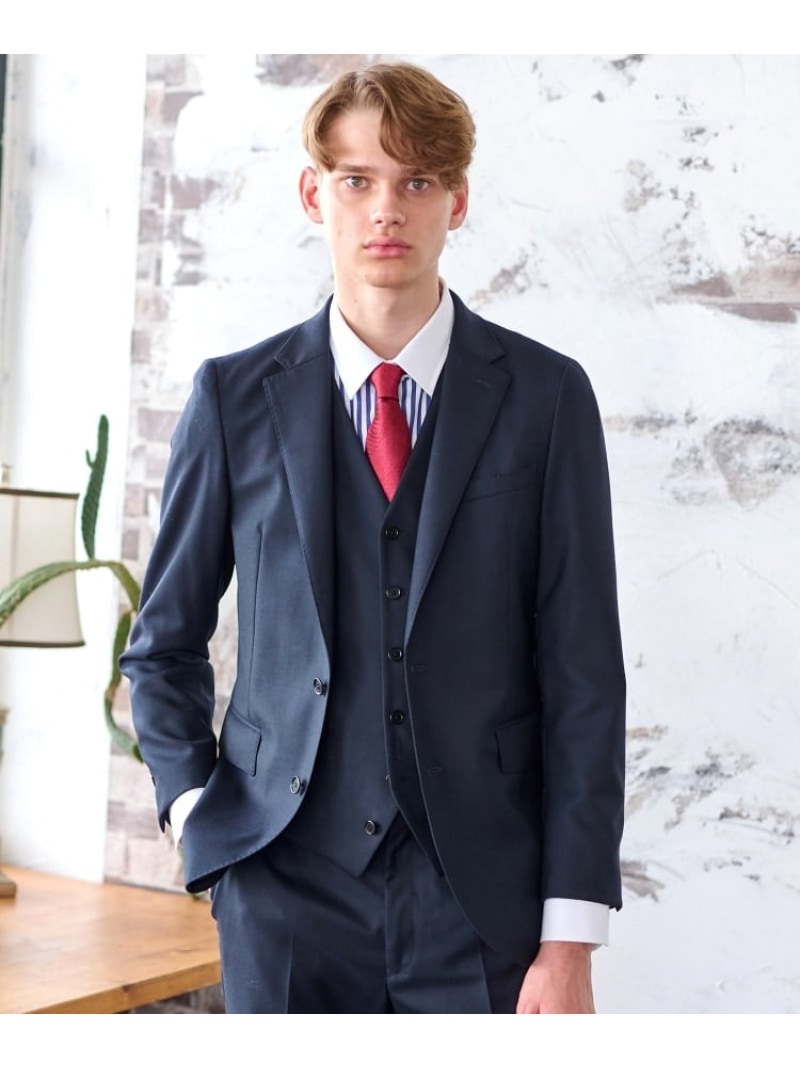 DRESSTERIOR 【セットアップ可】Super100's スリーピース SET UP ジャケット ドレステリア ジャケット・アウター テーラードジャケット・ブレザー ネイビー【送料無料】