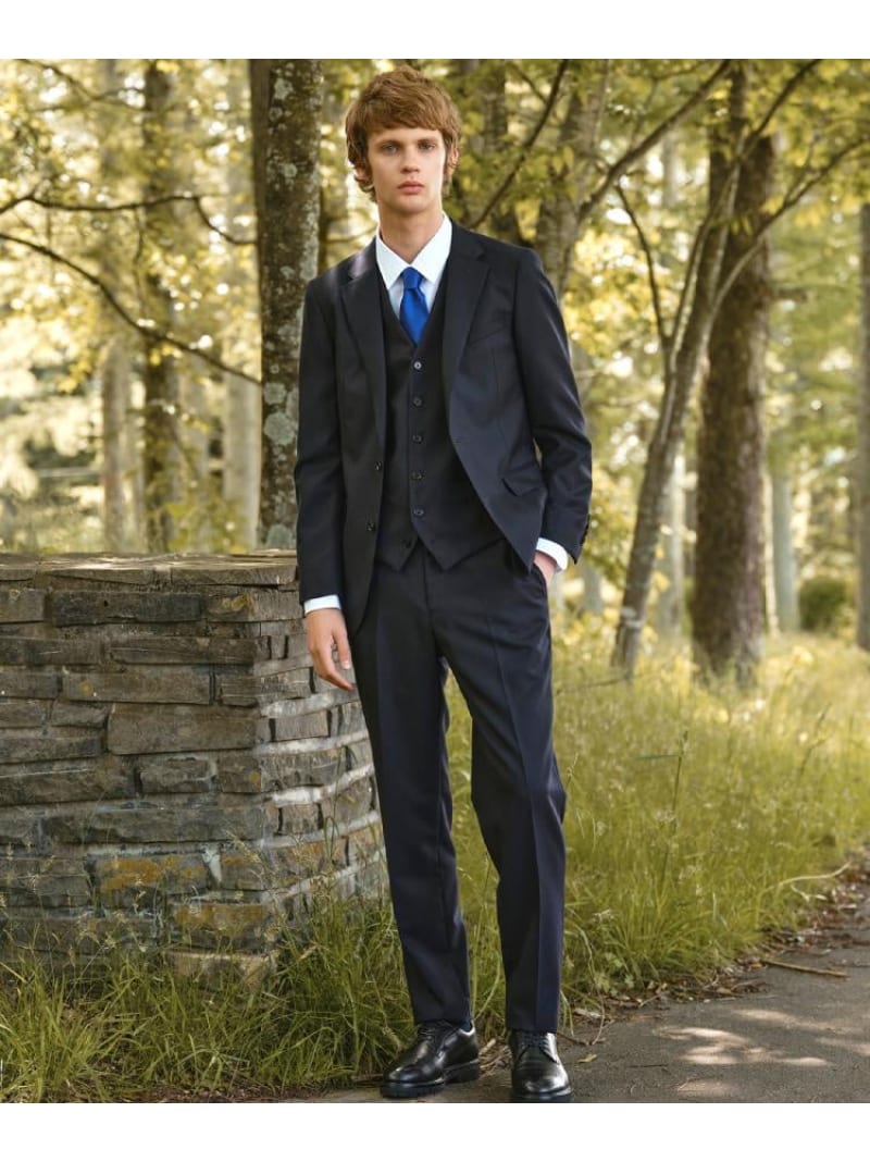 DRESSTERIOR 【セットアップ可】Super100's スリーピース SET UP ジャケット ドレステリア ジャケット・アウター テーラードジャケット・ブレザー ネイビー【送料無料】