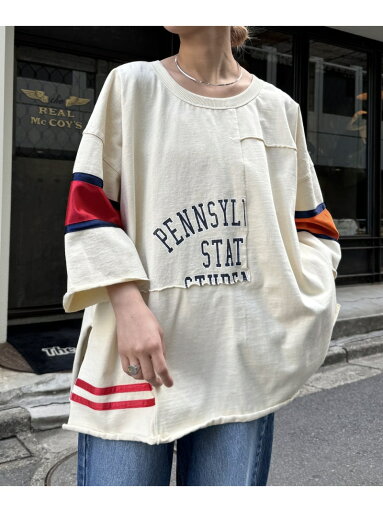 CIAOPANIC TYPY 【etsinta/エシンタ】リメイク切替カレッジオーバTEE チャオパニックティピー トップス カットソー・Tシャツ ホワイト ネイビー【送料無料】 CIAOPANIC TYPY 【etsinta/エシンタ】リメイク切替カレッジオーバTEE チャオパニックティピー トップス カットソー・Tシャツ ホワイト ネイビー【送料無料】