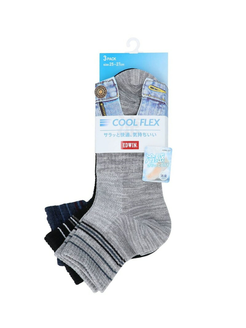 EDWIN EDWIN/(M)クールフレックス クオーター丈 ソックス 靴下 3足組 ジーンズメイト 靴下・レッグウェア 靴下 ホワイト