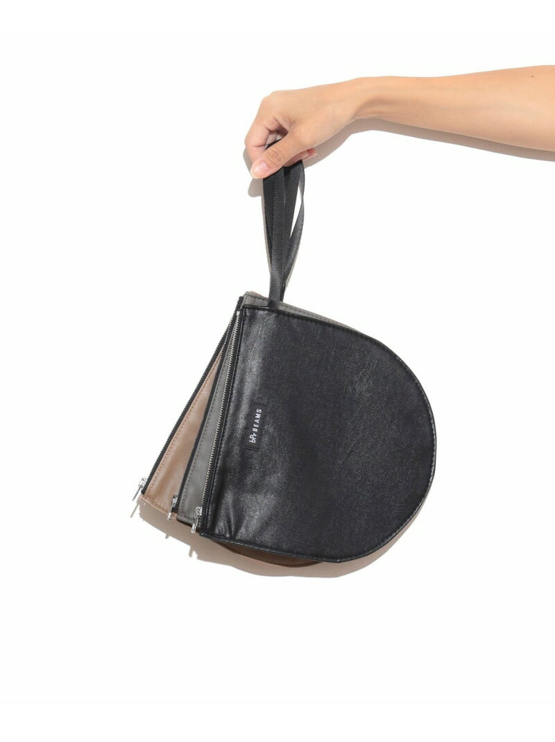 bPr BEAMS フェイクレザー ポーチ M ビームス メン 財布・ポーチ・ケース ポーチ ブラウン グレー ブラック