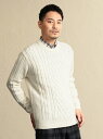 【SALE/42%OFF】THE SCOTCH HOUSE フィッシャーマンニット ザ・スコッチハウス ニット 長袖ニット ホワイト グレー【RBA_E】【送料無料】