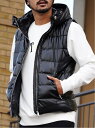 Retro Engine Retro Engine/(M)Leather Puffer VEST アダムスジャグラー トップス ベスト・ジレ ブラック ホワイト【送料無料】