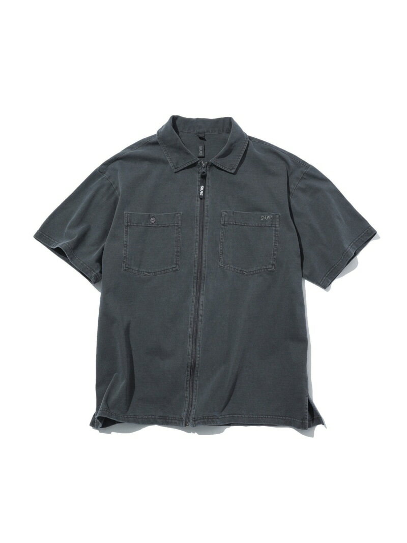 SILAS SILAS/(M)PIGMENT DYED SS FULL ZIP SHT サイラス トップス シャツ・ブラウス ブルー グレー【送料無料】
