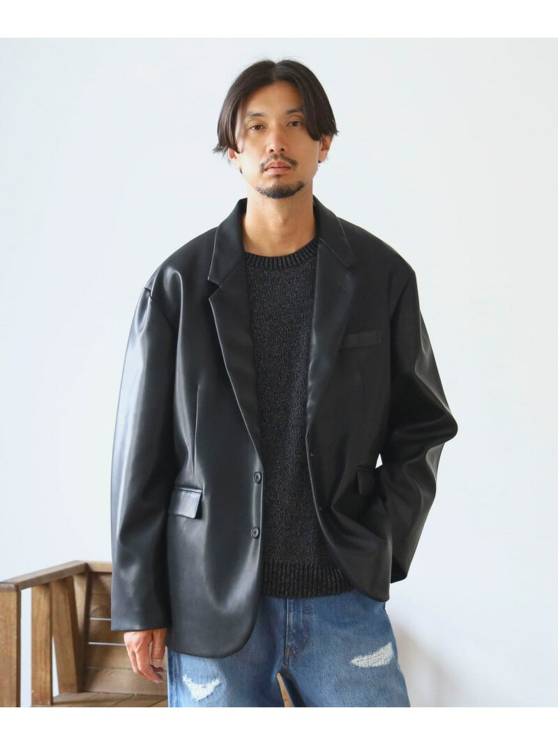 B:MING by BEAMS ambiance / フェイクレザー ジャケット ビーミング ライフストア バイ ビームス ジャケット・アウター テーラードジャケット・ブレザー ブラック【送料無料】