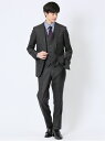 m.f.editorial 光沢ウール混 スリムフィット 2ボタン3ピーススーツ チェックグレー 【25SS】 メンズ セットアップ ジャケット ビジネス カジ...