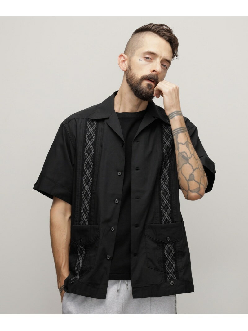 Schott BRAID CUBA SHIRT/ブレイド キューバシャツ ショット トップス シャツ・ブラウス ブラック ブルー【送料無料】