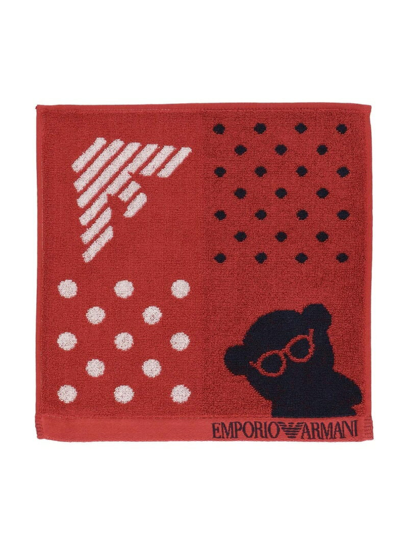 EMPORIO ARMANI EMPORIO ARMANI BIGベア&イーグル 綿100% ミニタオル ナイガイ ファッション雑貨 ハンカチ・ハンドタオル レッド ネイビー ブラック