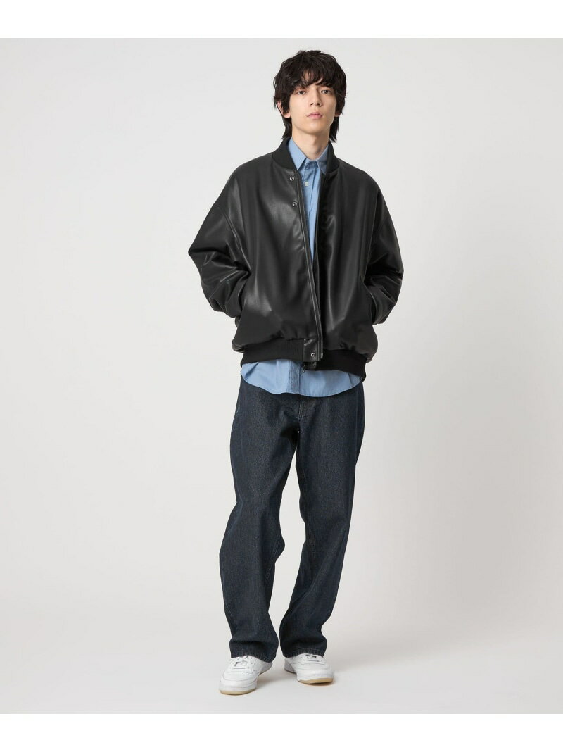 CITEN ＜CITEN＞レザーライクバルーンジップブルゾン シテン ジャケット・アウター ブルゾン・ジャンパー ブラック【送料無料】