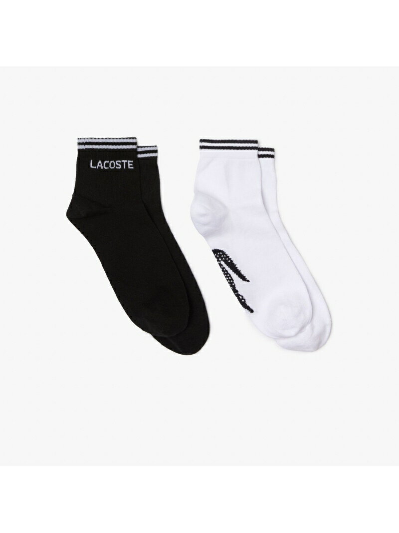 LACOSTE ダブルストライプ2Pセットショートソックス ラコステ ファッショングッズ ソックス/靴下 ホワイト ブラック