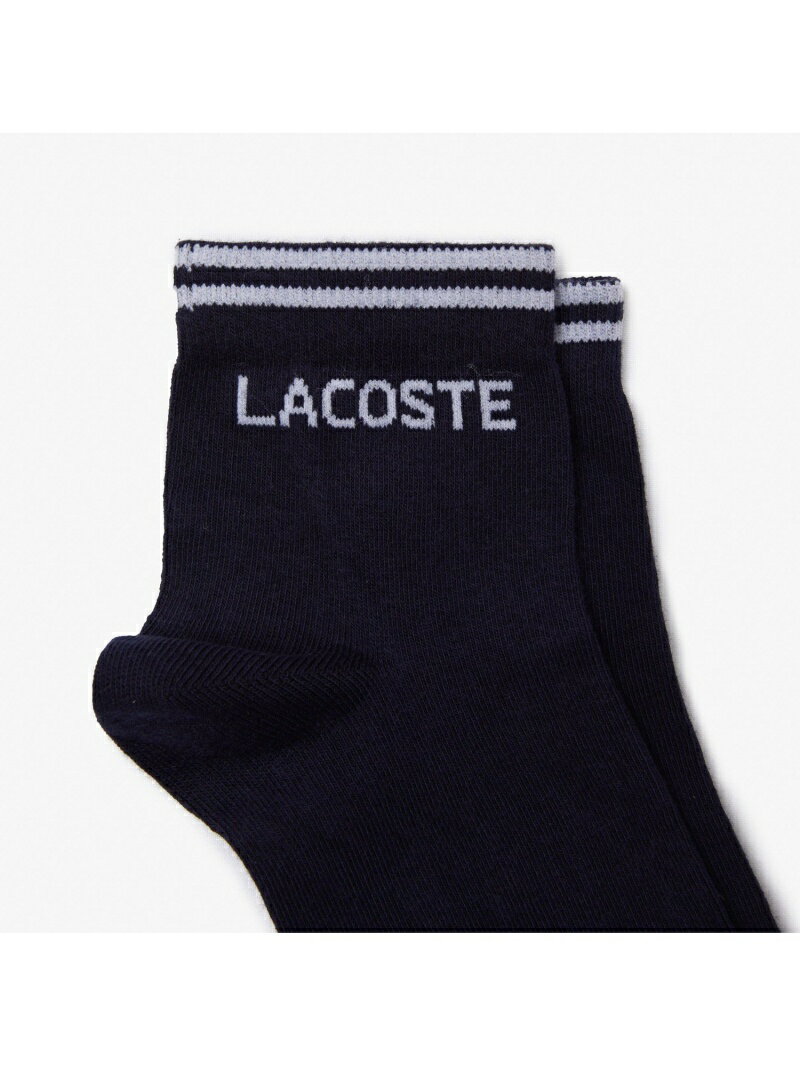 LACOSTE ダブルストライプ2Pセットショートソックス ラコステ ファッショングッズ ソックス/靴下 ホワイト ブラック
