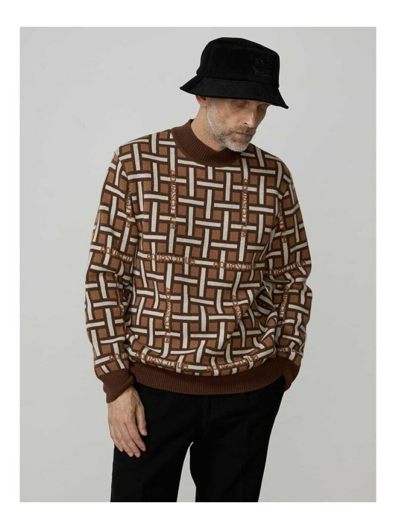 【SALE/30%OFF】Aquascutum MEN ジャカードロゴチェック モックネックニット アクアスキュータム トップス ニット ブラウン【RBA_E】...