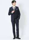【SALE/20%OFF】TAKA-Q 超光沢ストレッチ スリムフィット 2ボタン3ピーススーツ ジオメトリック紺 【25SS】 メンズ セットアップ ジャケッ...