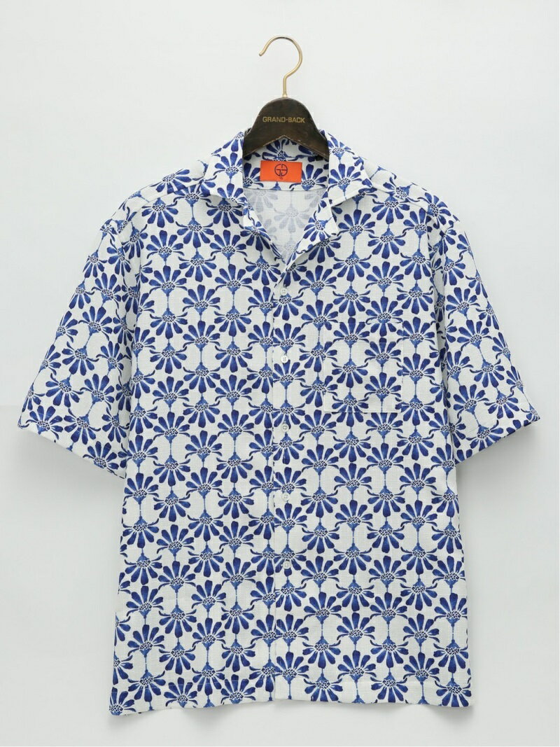 GRAND-BACK 【大きいサイズ】ジーステージ/G-stage メッシュフラワープリント オープンカラー半袖シャツ タカキュー トップス シャツ・ブラウス【送料無料】のサムネイル
