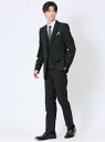 【SALE/20%OFF】TAKA-Q 超光沢ストレッチ スリムフィット 2ボタン3ピーススーツ ジオメトリック黒 【25SS】 メンズ セットアップ ジャケット ビジネス カジュアル 通勤 仕事 タカキュー スーツ・フォーマル セットアップスーツ ブラック【RBA_E】【送料無料】(4)