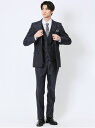【SALE/20%OFF】TAKA-Q ウール混ストレッチ スリムフィット 2ボタン3ピーススーツ シャドーストライプ紺 【25SS】 メンズ セットアップ ジ...