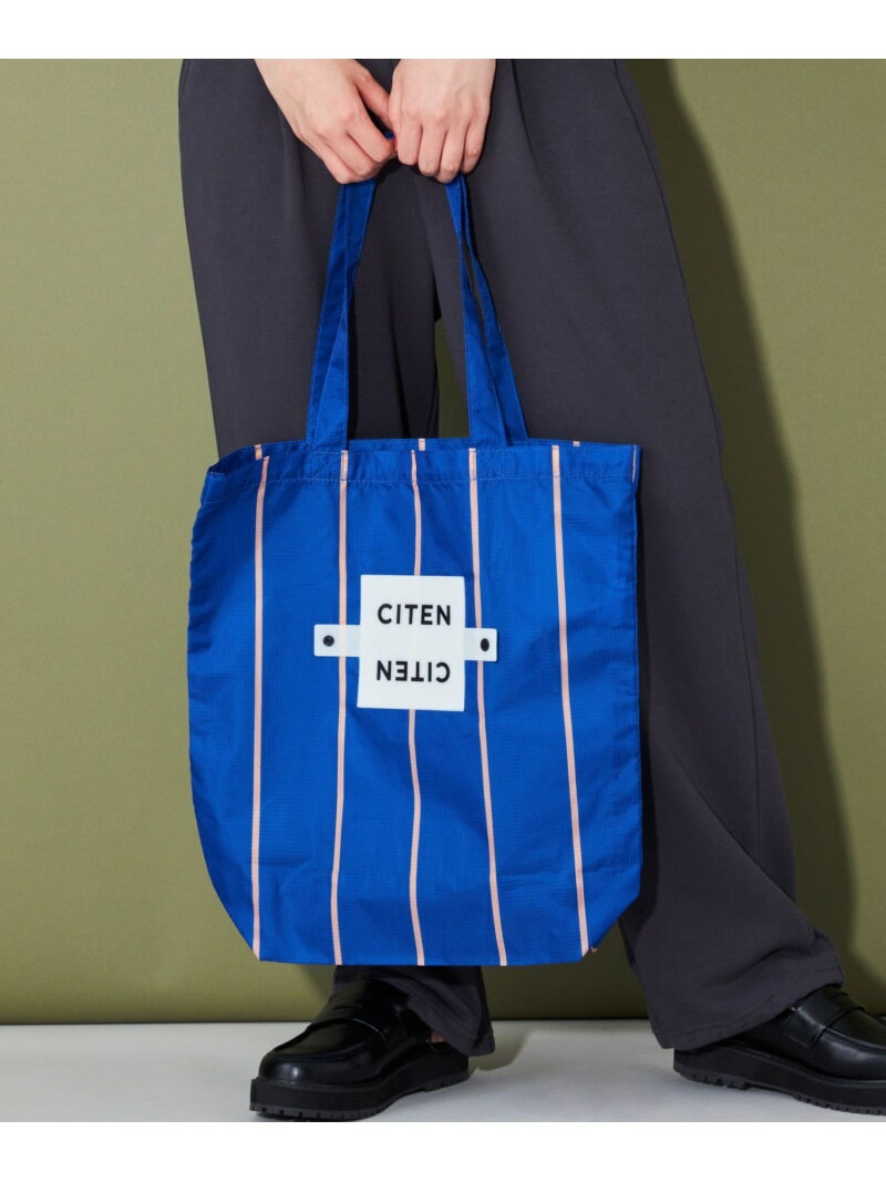 CITEN ＜CITEN＞クルクルパッチン ストライプ トートバッグ シテン バッグ トートバッグ ブルー ブラウン オレンジ
