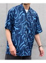 【SALE/50%OFF】SHIPS any SHIPS any: <洗濯機可能>ブラッシュ パターン柄 レギュラーカラー シャツ◇ シップス トップス シャツ・ブラウス グレー ブルー オレンジ【RBA_E】【送料無料】(4)