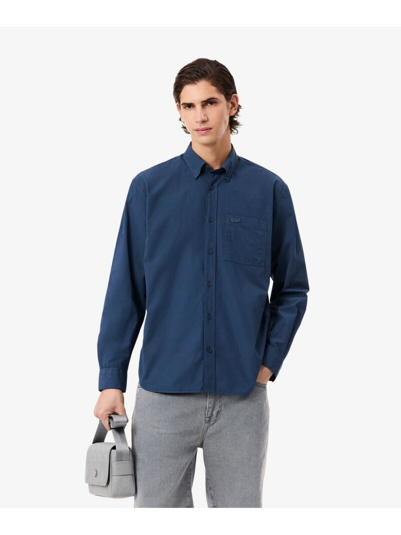 【SALE/30%OFF】LACOSTE ウォッシュドオーガニックコットンシャツ ラコステ トップス シャツ・ブラウス ブルー【RBA_E】【送料無料】