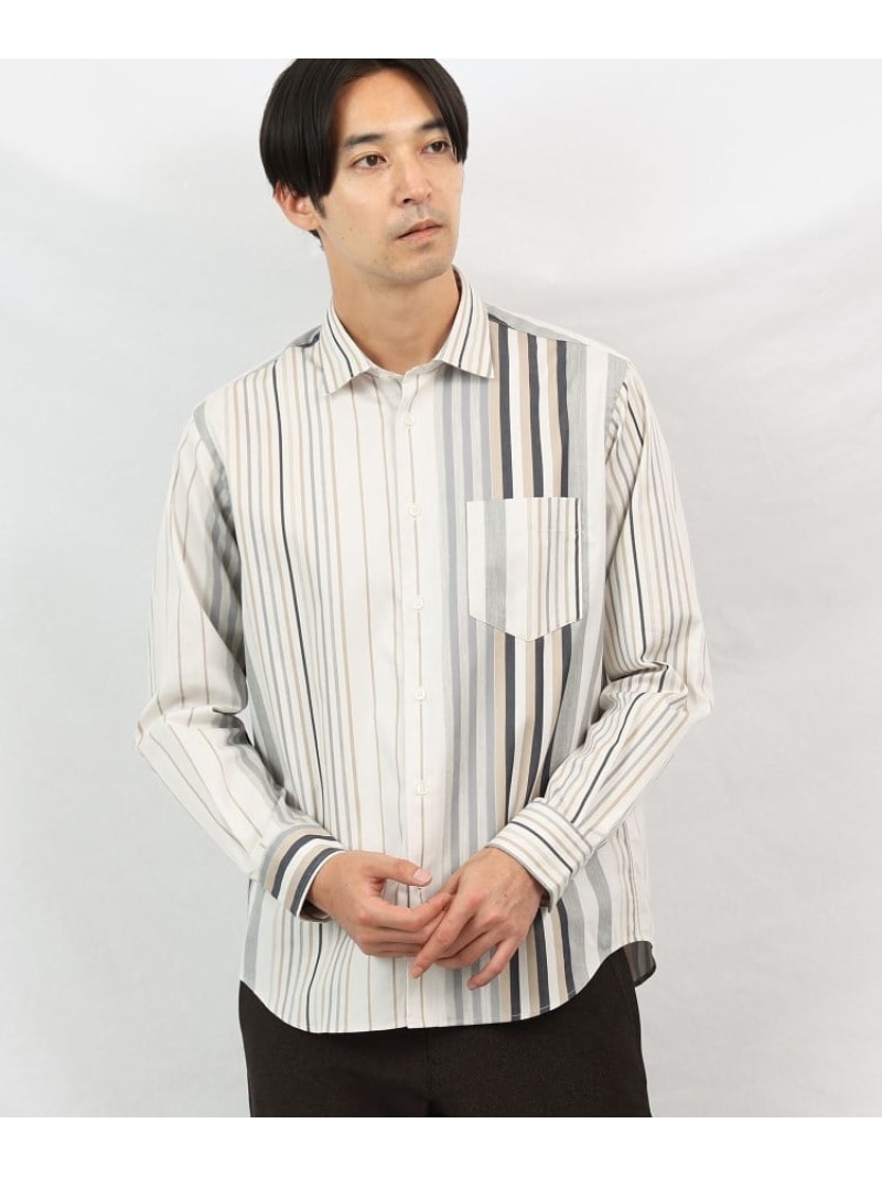 【SALE／30%OFF】TAKEO KIKUCHI 【Sサイズ~】ランダムストライプ シャツ タケオキクチ トップス シャツ・ブラウス ホワイト ブラウン ネイビー【RBA_E】【送料無料】