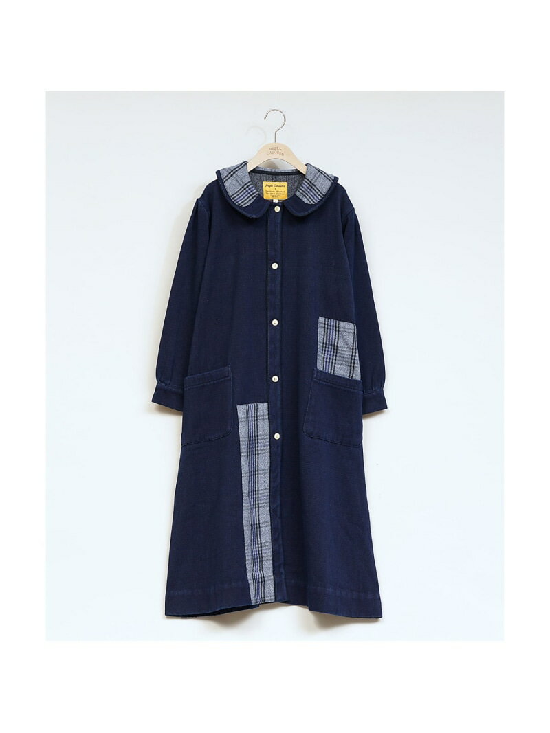 【SALE／40%OFF】Nigel Cabourn WOMAN / ナイジェル・ケーボン × オリジナルマドラス・トレーディングカン ナイジェル・ケーボン ワンピース・ドレス シャツワンピース ブルー【RBA_E】【送料無料】