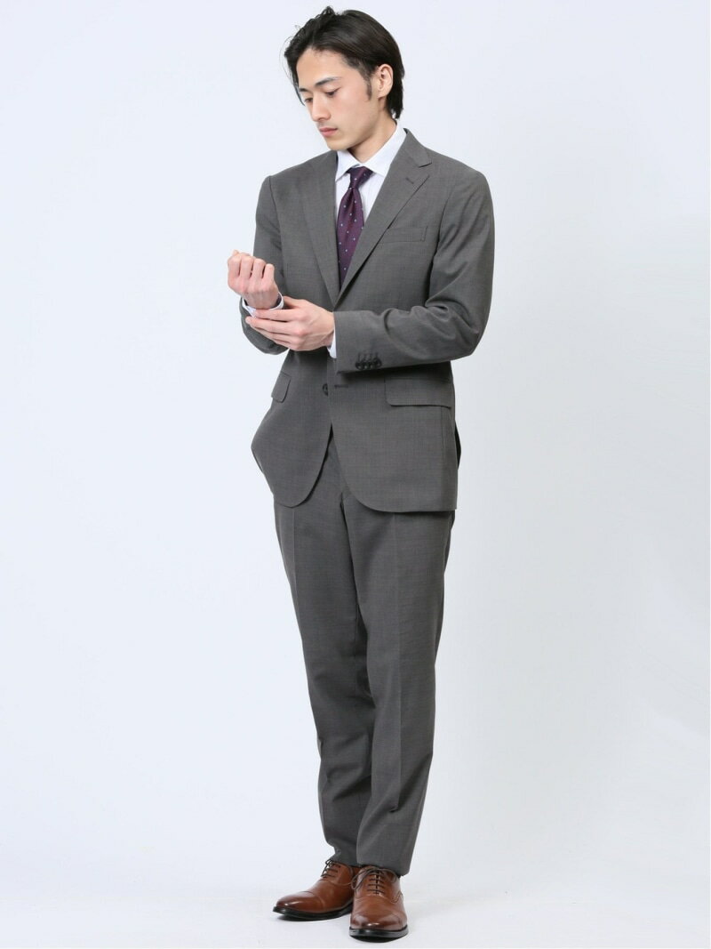 TAKA-Q マルゾット/Marzotto ウール混 レギュラーフィット 2ボタン2ピーススーツ グレー タカキュー スーツ・フォーマル セットアップスーツ グレー【送料無料】