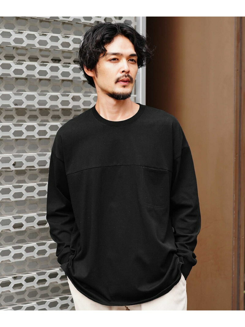 JIGGYS SHOP SELECT 切り替えポケット付き長袖ロンTカットソー ジギーズショップ トップス カットソー・Tシャツ グレー ブラック ホワイト