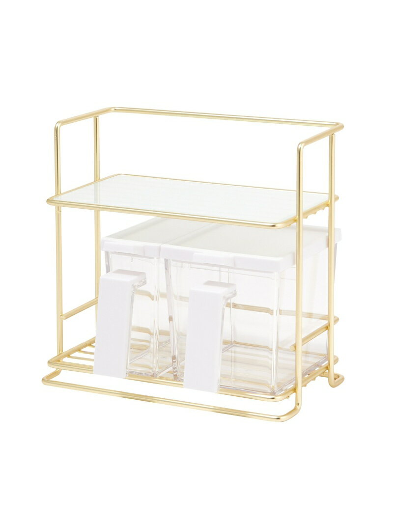 【SALE／19%OFF】Francfranc ワイヤーキッチンラック ガラス天板付 S フランフラン 食器・調理器具・キッチン用品 その他の食器・調理器具・キッチン用品 ゴールド【RBA_E】のサムネイル