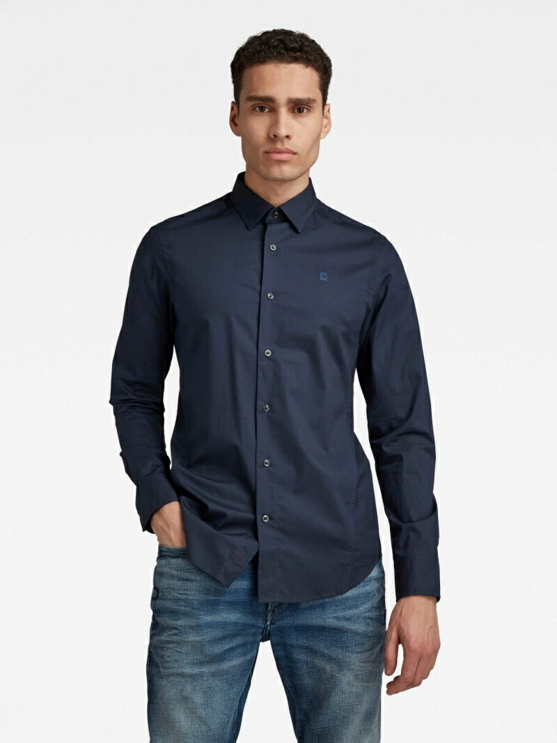 G-Star RAW 【公式ショップ】DRESSED SUPER SLIM SHIRT/ワンポイントロゴスリムドレスシャツ ジースターロゥ トップス シャツ・ブラウス ネイビー【送料無料】