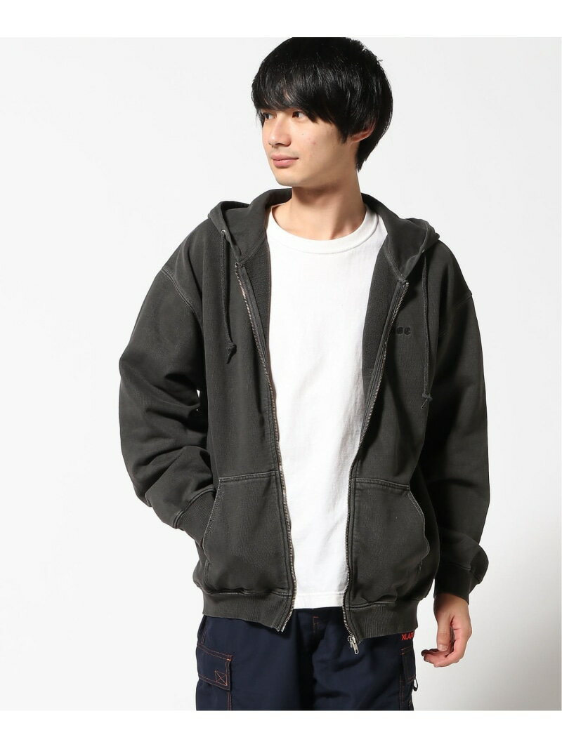 XLARGE XLARGE/(U)PIGMENT DYED EMBOSS LOGO ZIP HOODED SWEAT エクストララージ トップス パーカー・フーディー パープル ネイビー ブラック【送料無料】