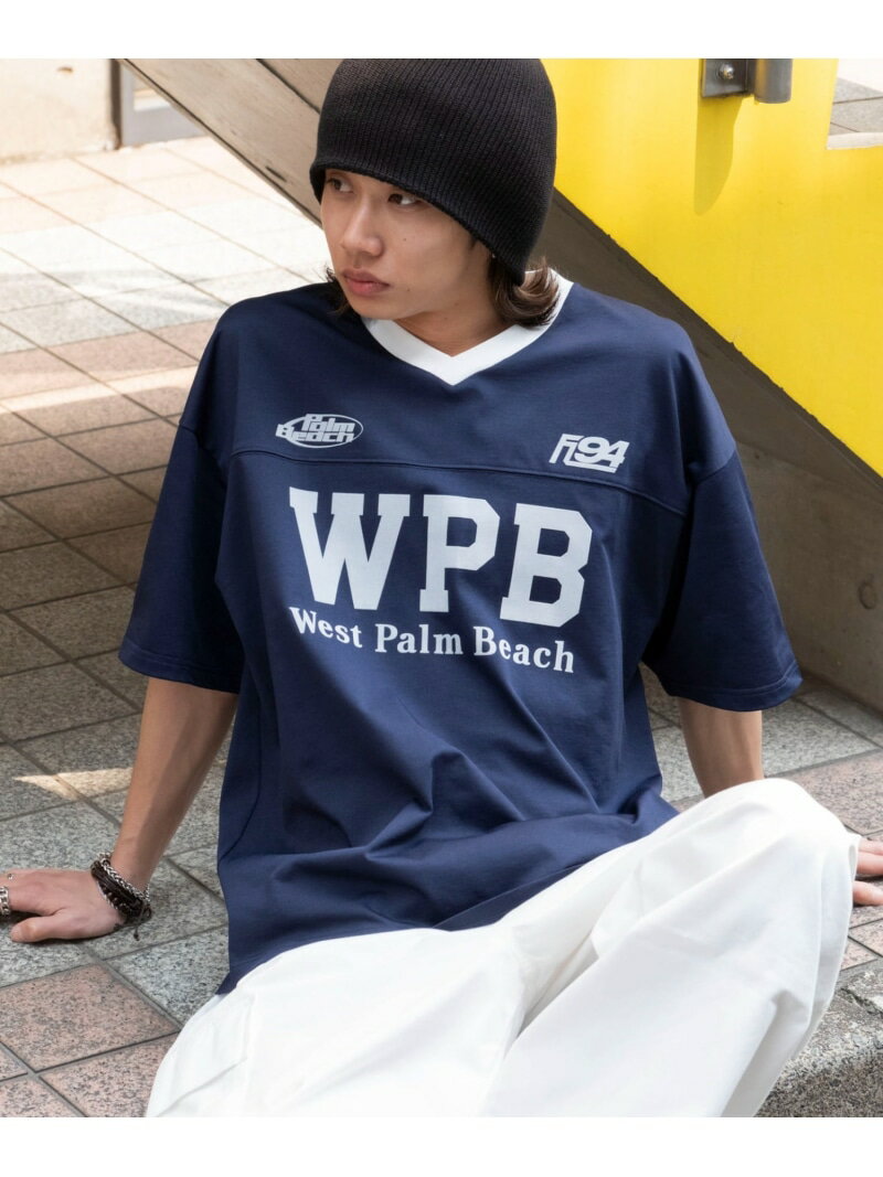 WEGO MEN'S グラフィックフットボールT(SS) ウィゴー トップス カットソー・Tシャツ イエロー ネイビー